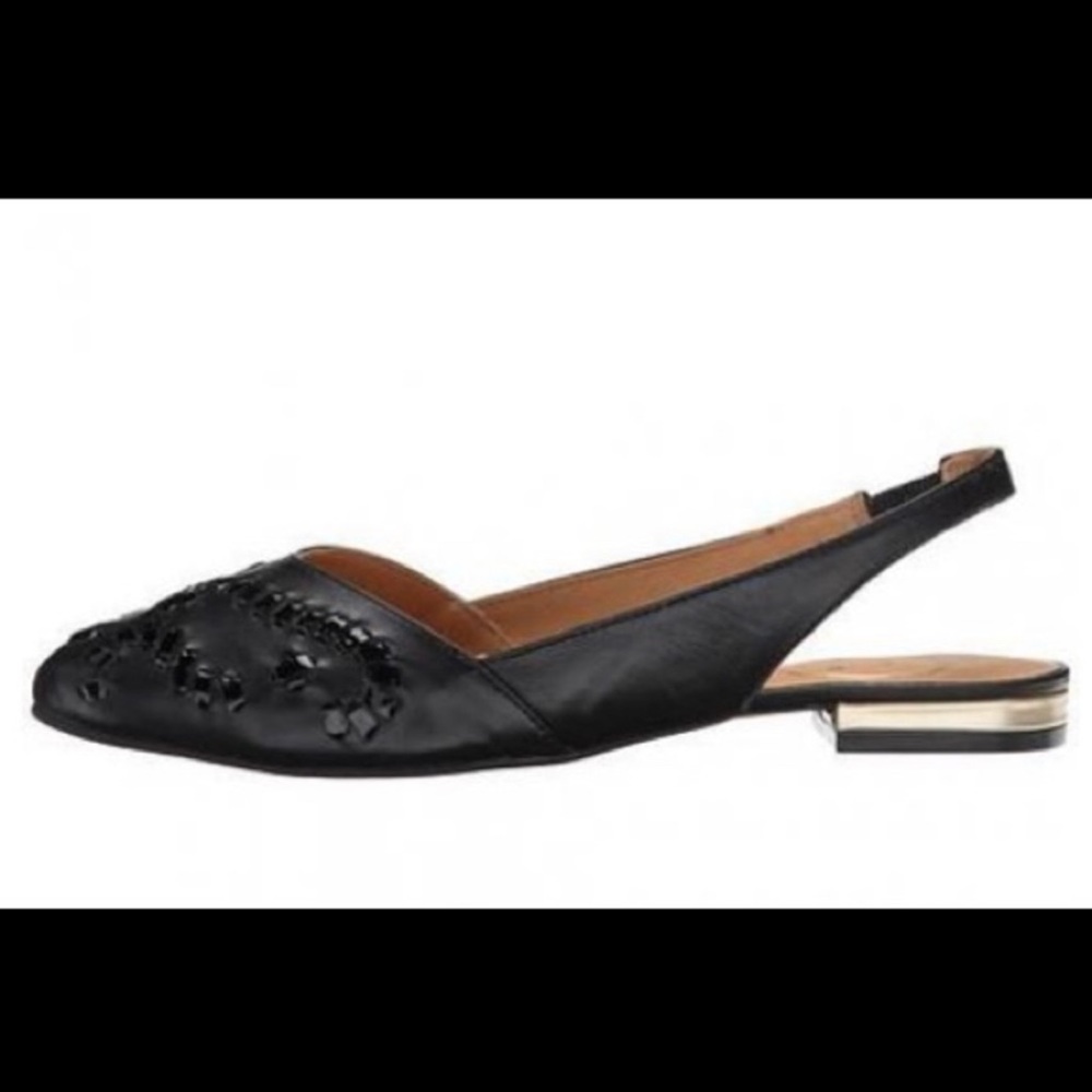 NEW JACK ROGERS RORY BLACK LEATHER SLINGBACKS -7 - Picture 2 of 7